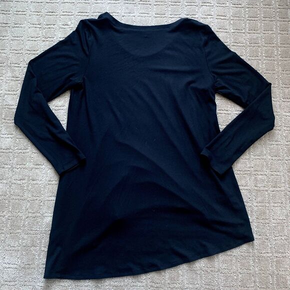 Eileen Fisher Asymmetrical Long Sleeve Pullover Tunic Black Size Medium Stretch - Picture 4 of 8